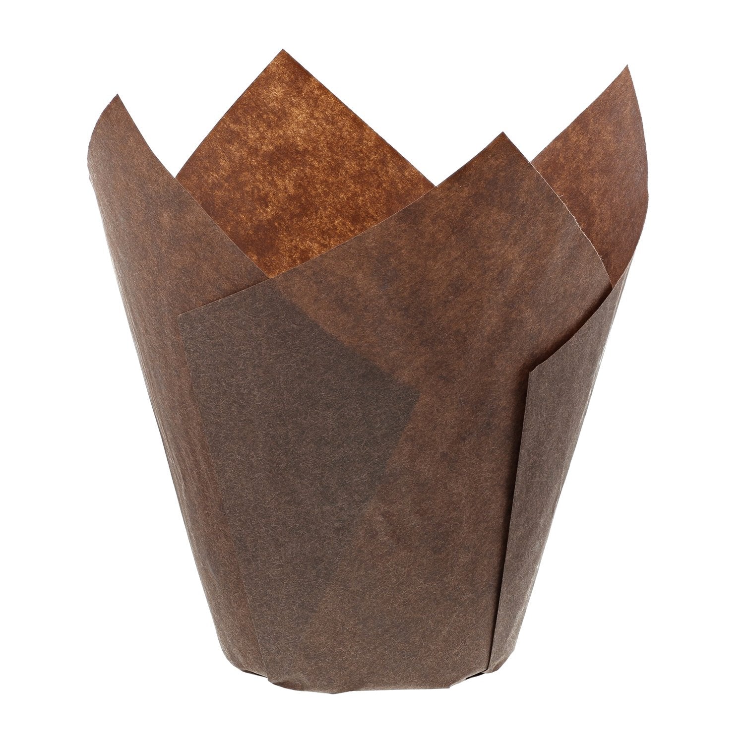 Royal Brown Tulip baking cups in a 200 sleeve for easy home use.