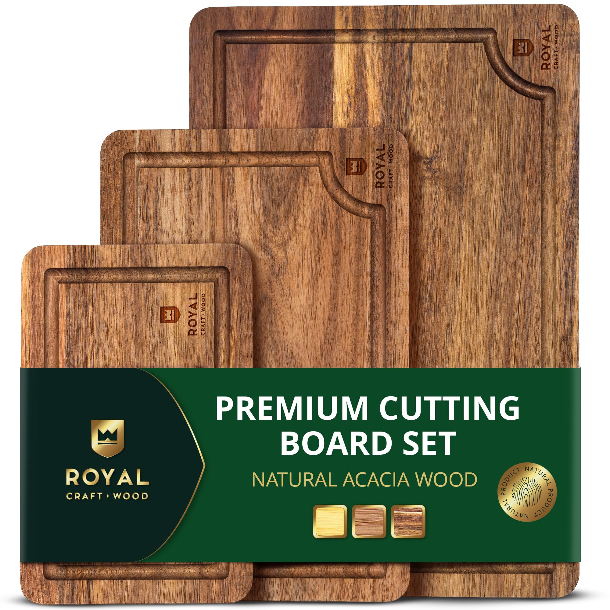 Royal Craft Wood Acacia cutting board large: sturdy prep surface for roasts and big tasks.