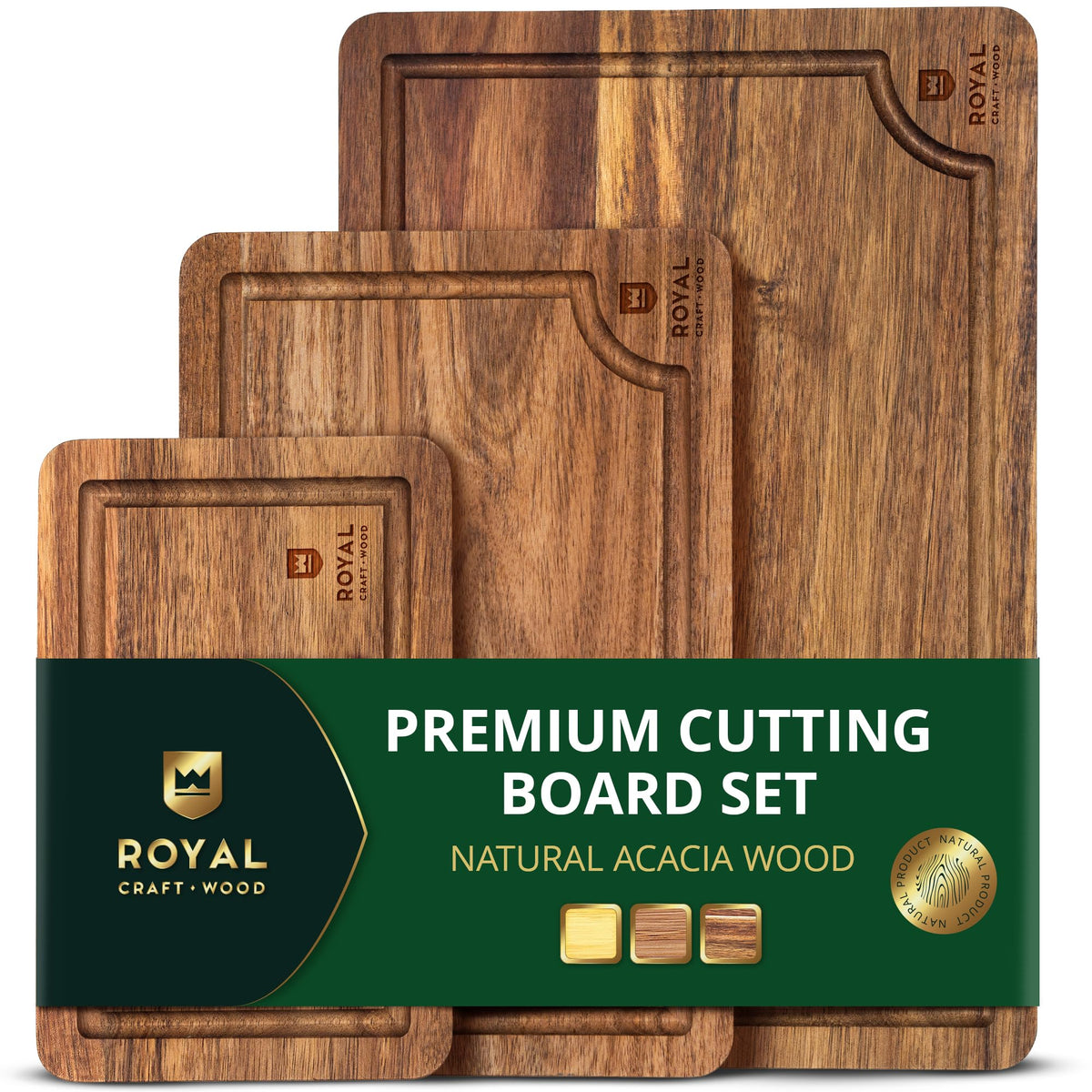 Royal Craft Wood Acacia cutting board large: sturdy prep surface for roasts and big tasks.