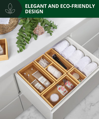 ROYAL CRAFT WOOD bathroom vanity trays simplify routines and tidy countertops.