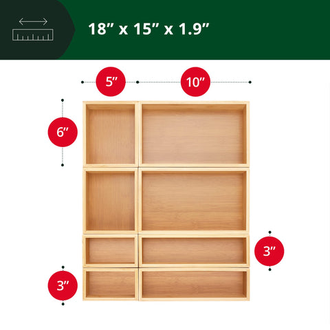 Royal Craft Wood bamboo jewelry organizer boxes keep necklaces and rings organized in drawers.