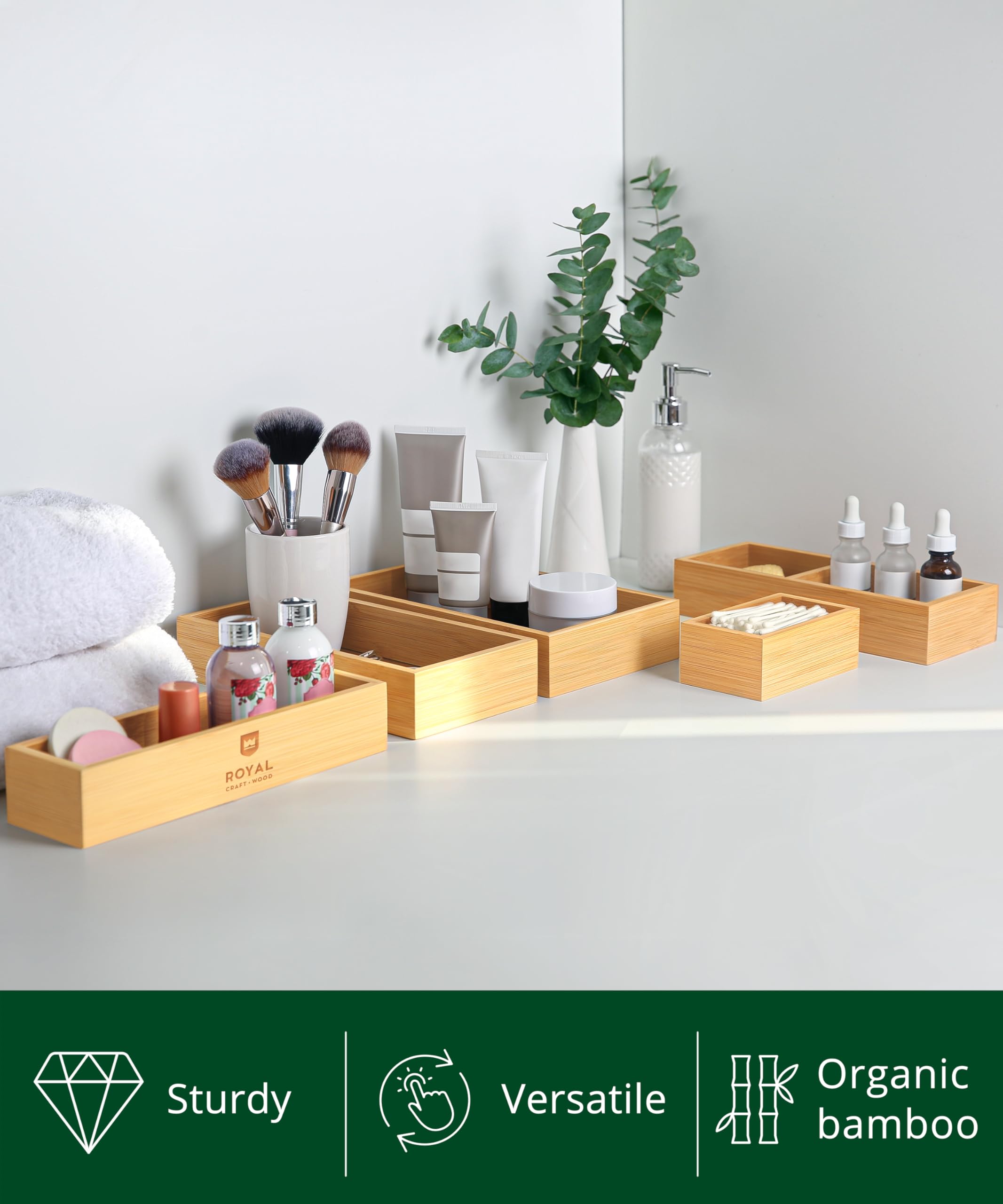 ROYAL CRAFT WOOD jewelry organizer trays provide easy viewing and tangle-free storage.