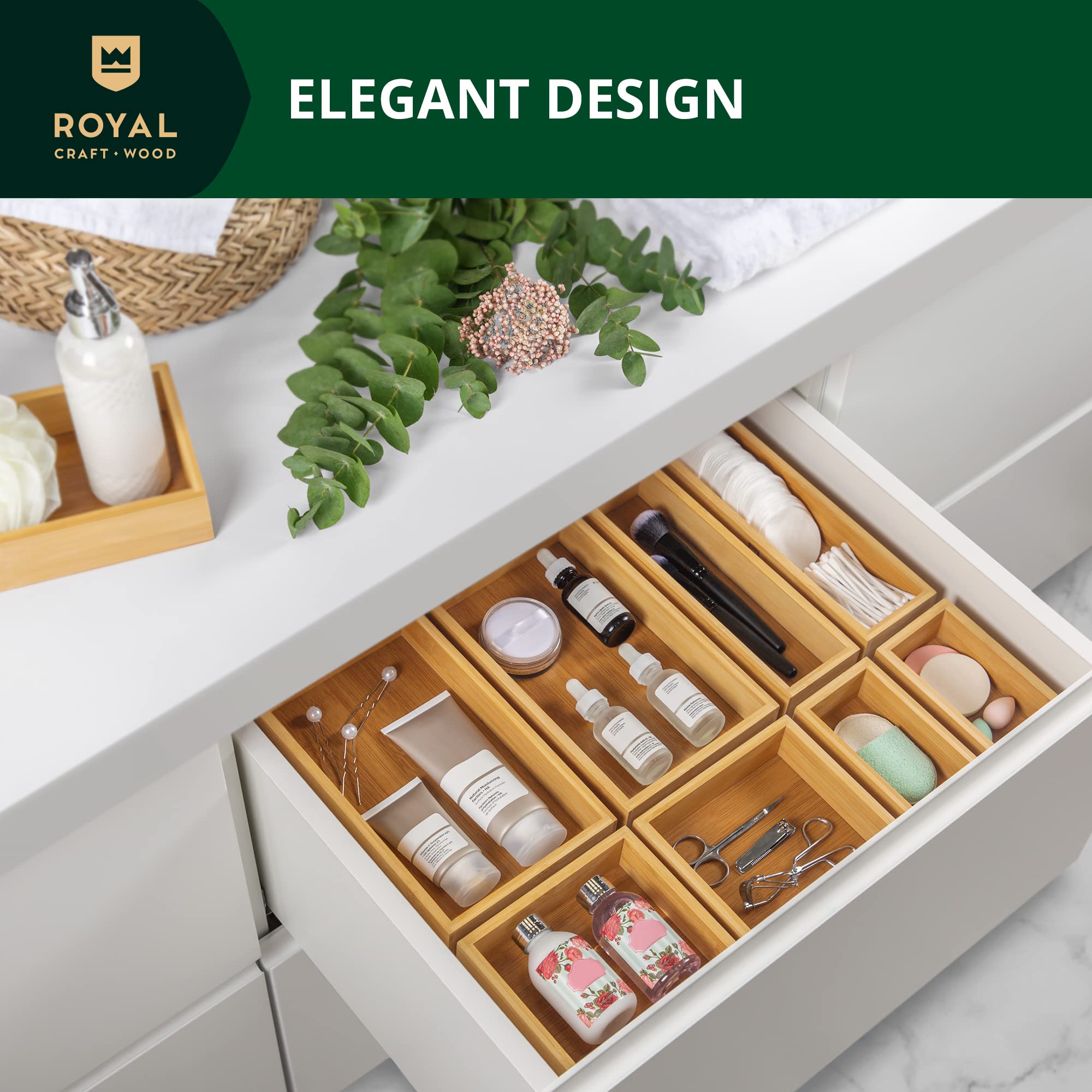 Royal Craft Wood multi-functional trays are easy to place in desks or countertops.