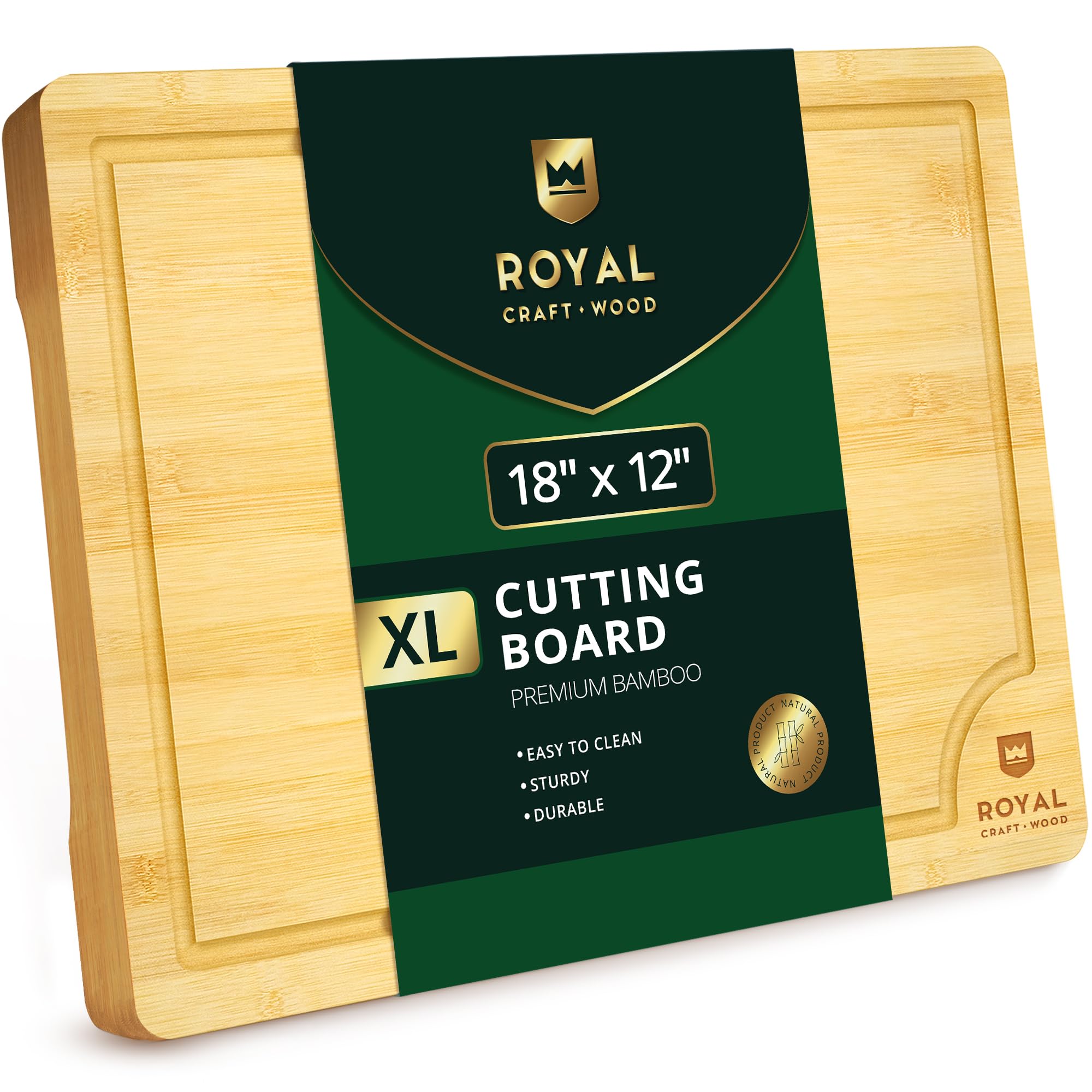 ROYAL CRAFT WOOD cutting board top view showcases ample prep space for meats and veggies.