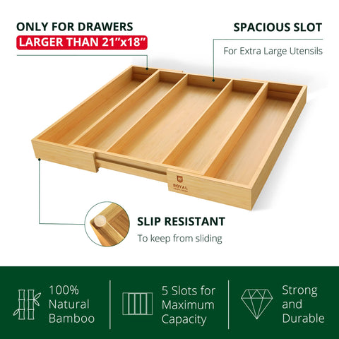 ROYAL CRAFT WOOD deluxe silverware tray supports easy access to utensils