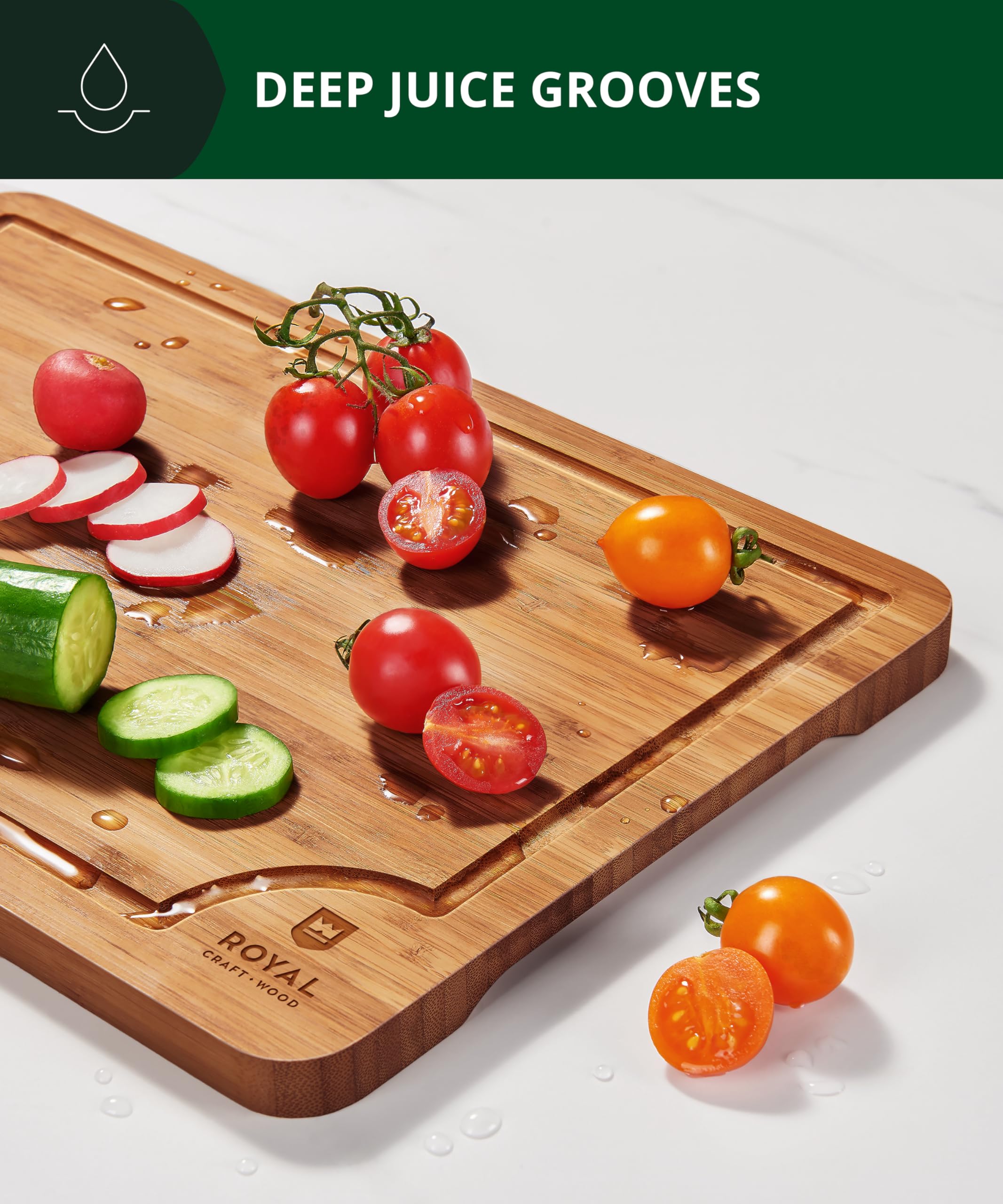 ROYAL CRAFT WOOD durable bamboo surface resists wear and moisture.