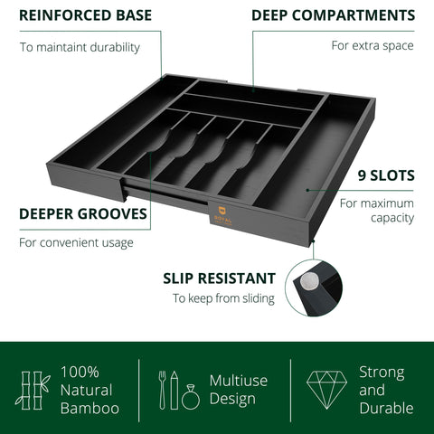 ROYAL CRAFT WOOD expandable drawer organizer fits various drawers for flexible kitchen setup