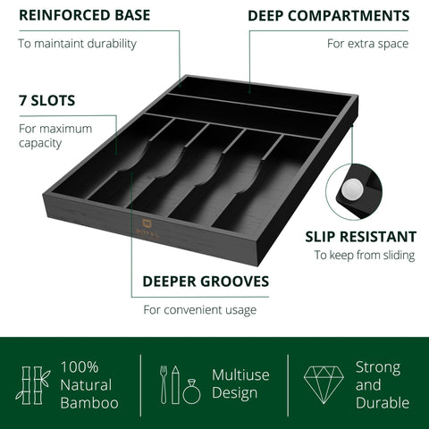 Royal Craft Wood grooved dividers detail highlights customizable compartments for easy storage