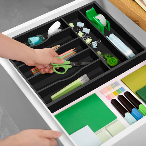 Royal Craft Wood kitchen drawer setup illustrates optimized counter-to-drawer workflow