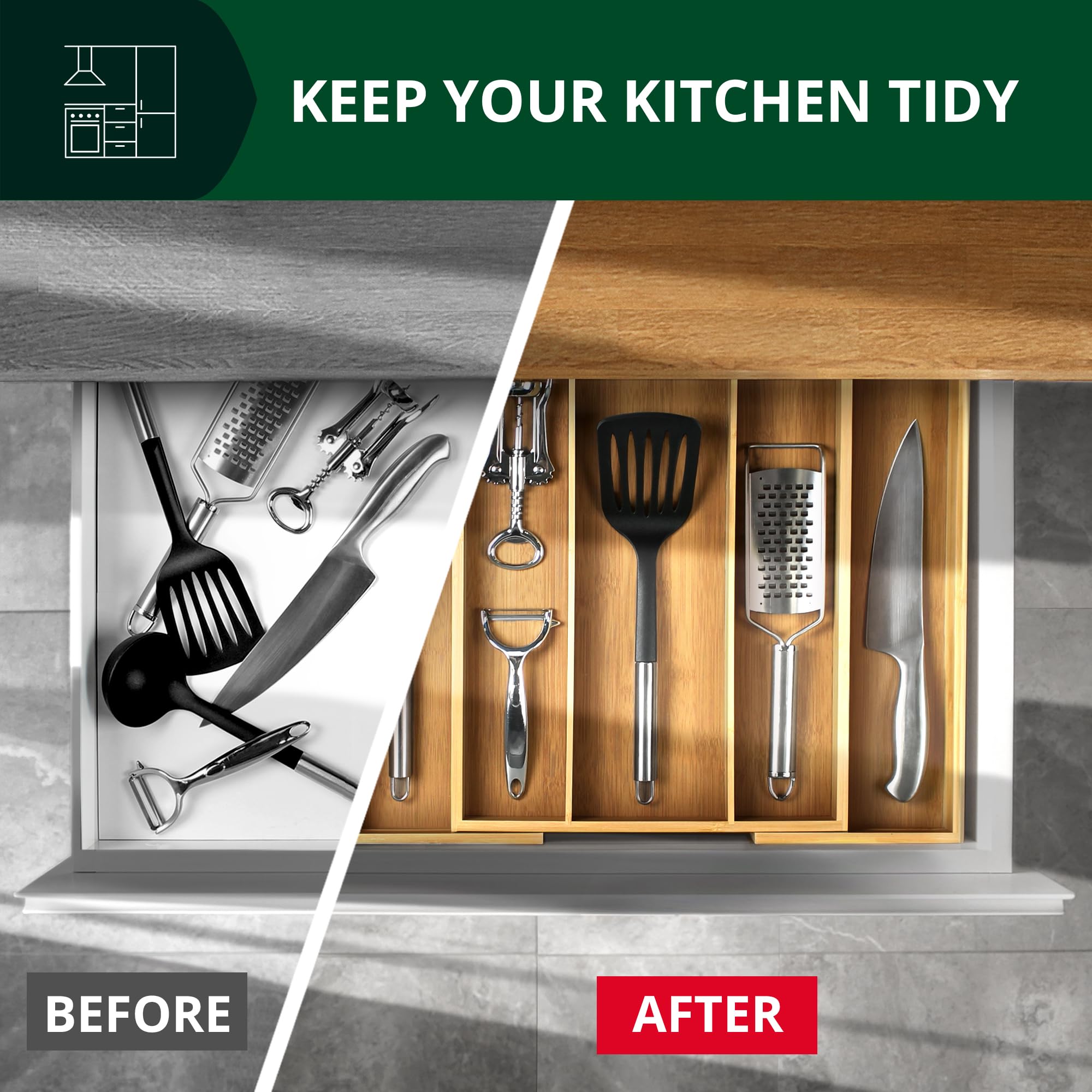 ROYAL CRAFT WOOD organization solution clears clutter and saves space