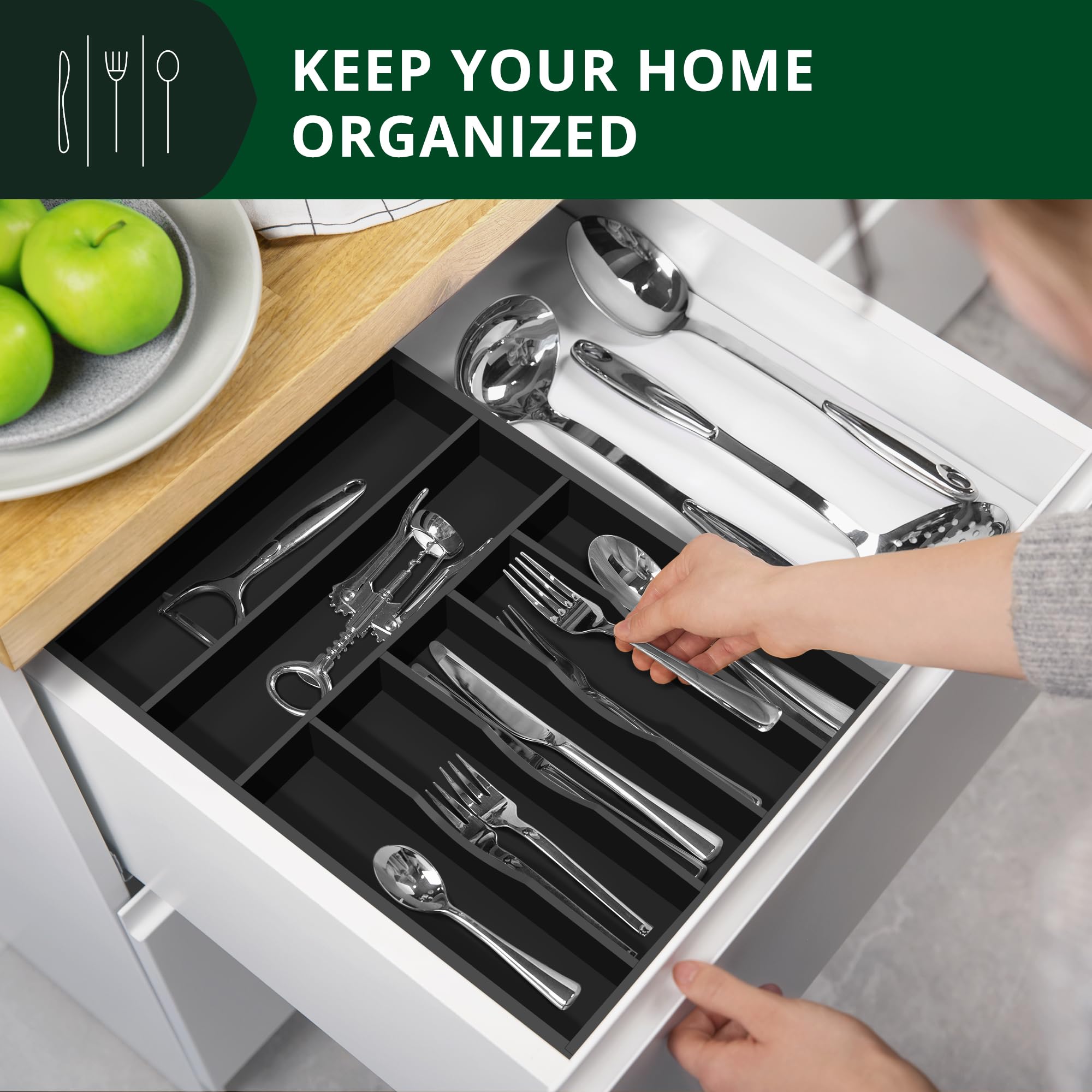 Royal Craft Wood seven-slot configuration showcases ample space for flatware and utensils