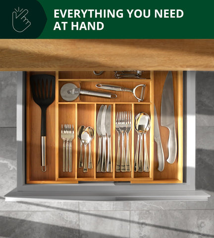ROYAL CRAFT WOOD spatula and spoon compartments stay organized during busy cooking sessions.
