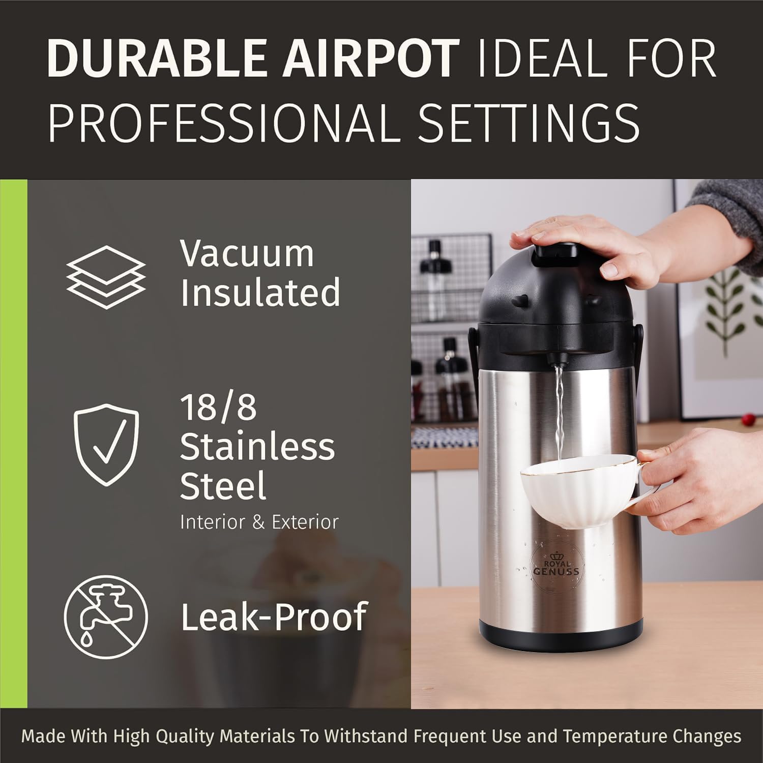 Royal Genuss stainless steel insulated carafe preserves temperature and flavor