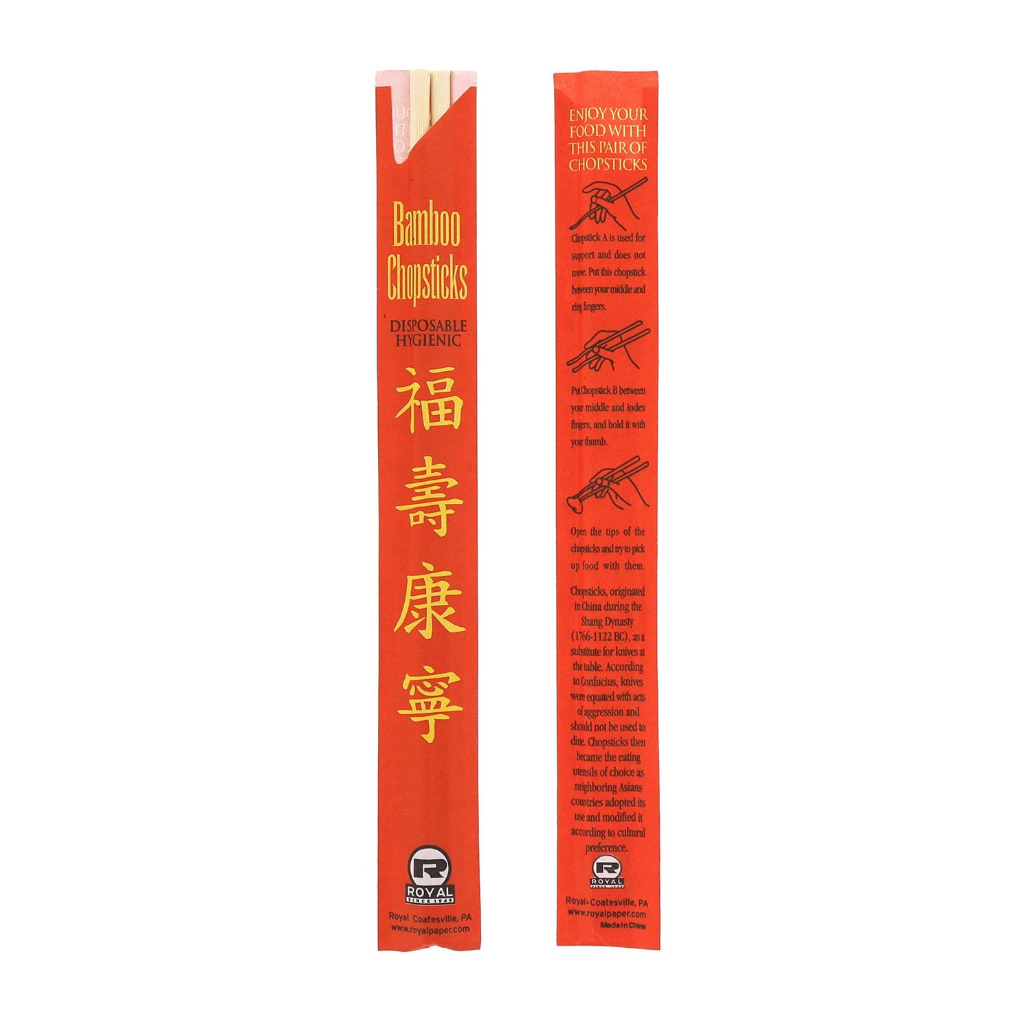 Royal Premium Bamboo Chopsticks UV-treated surface for a clean feel.
