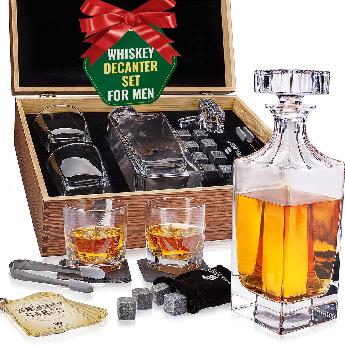 Royal Reserve whiskey decanter 24oz enables premium pours with crystal-clear clarity.