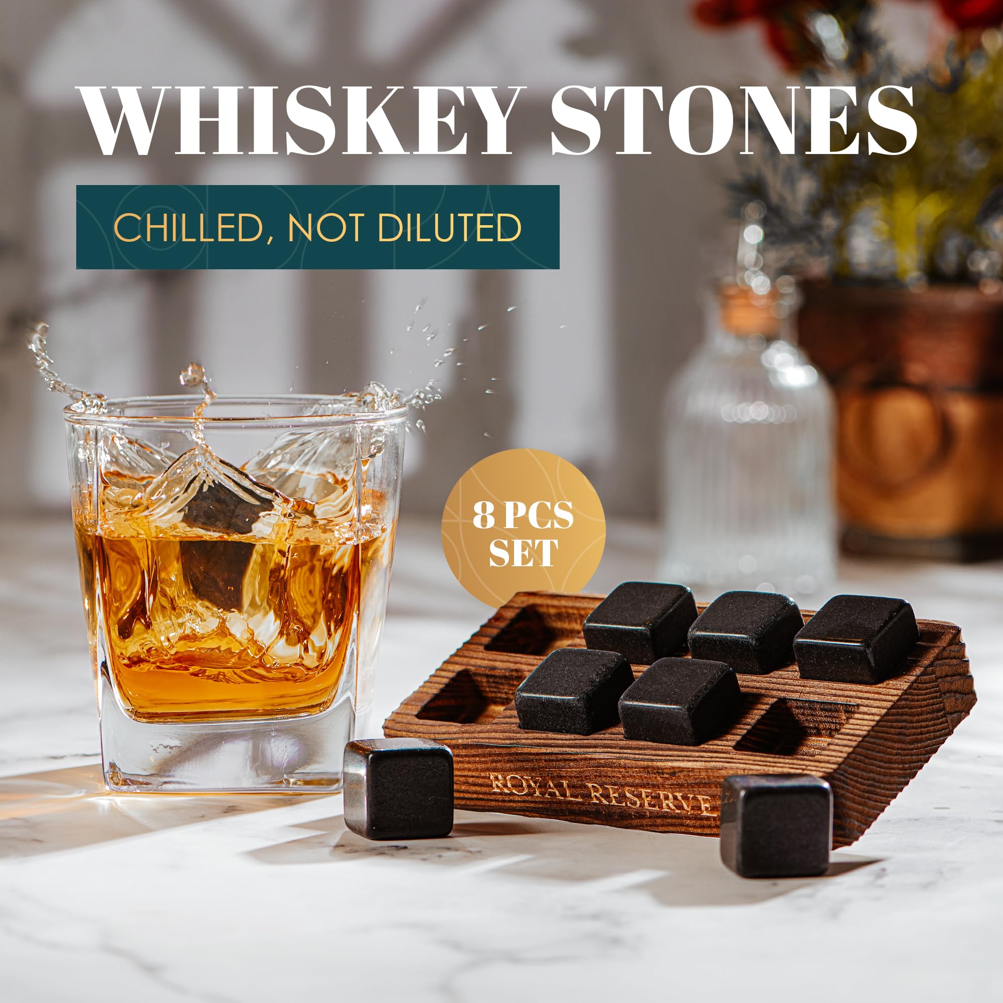 Royal Reserve whiskey stones freezer-tray shows easy chilling setup for quick cooling.