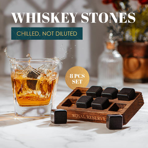 Royal Reserve whiskey stones freezer-tray shows easy chilling setup for quick cooling.