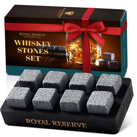 Royal Reserve whiskey stones gift set with tray for precise chilling