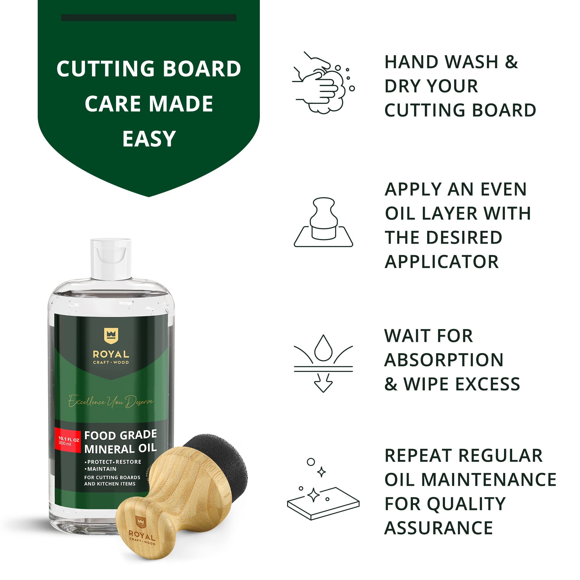 Royal Craft Wood cutting board being cleaned with mild soap.