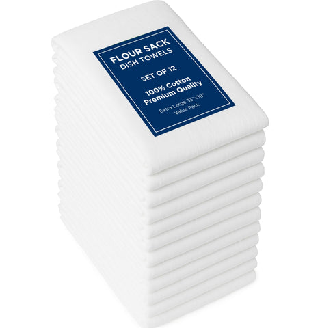 ROYALE LINENS flour sack towels 12-pack 33x38 ready for daily drying.