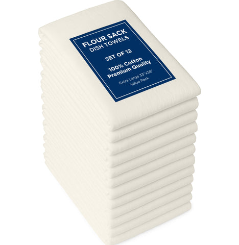 Royale Linens flour sack towel close-up demonstrates high absorbency for quick spills.
