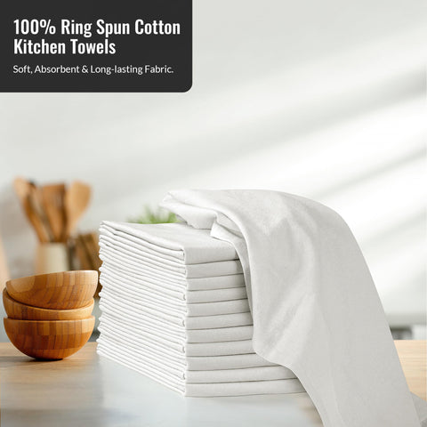 ROYALE LINENS flour sack towels absorbent and quick-drying for spills.