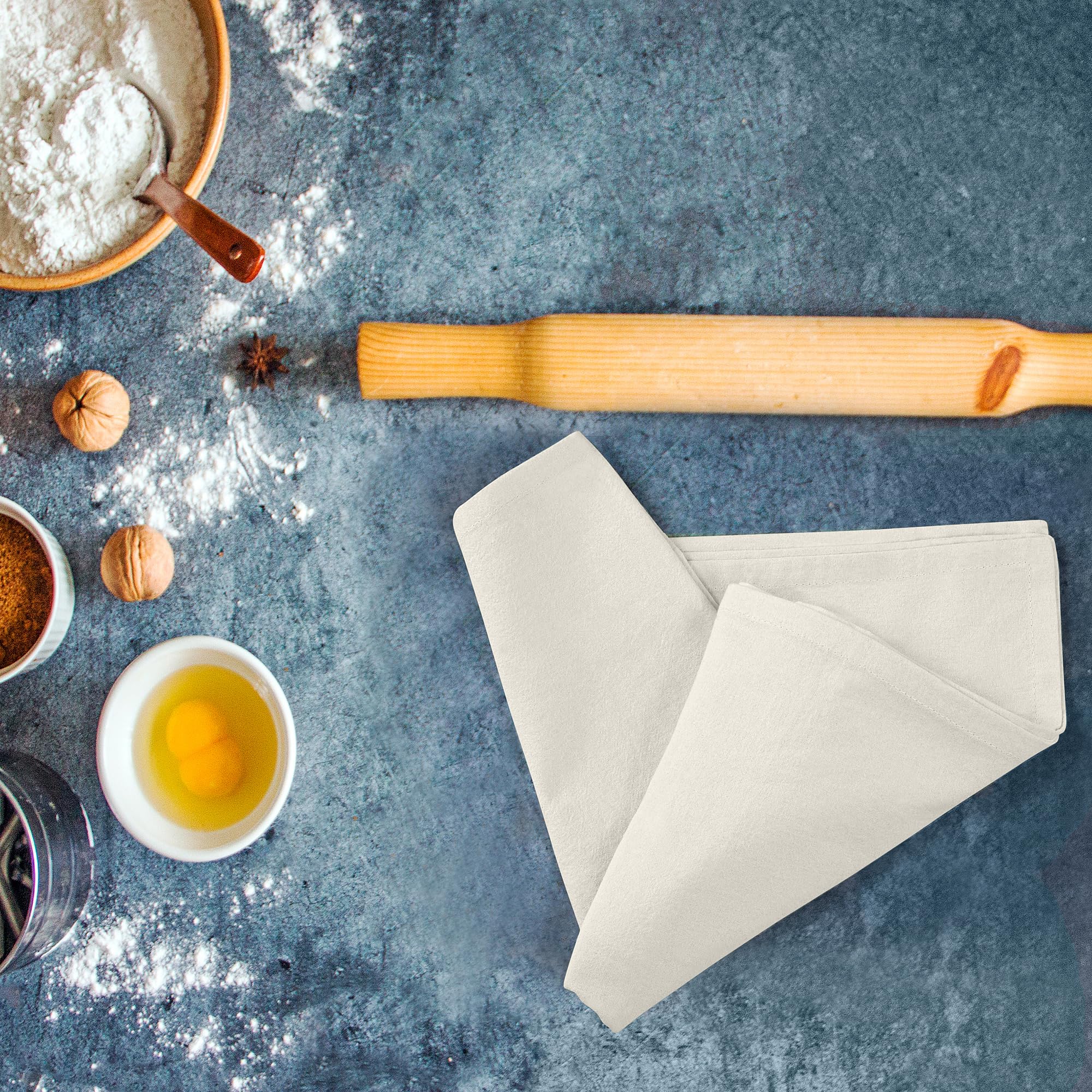 Royale Linens flour sack towel in kitchen, handy for daily tasks.