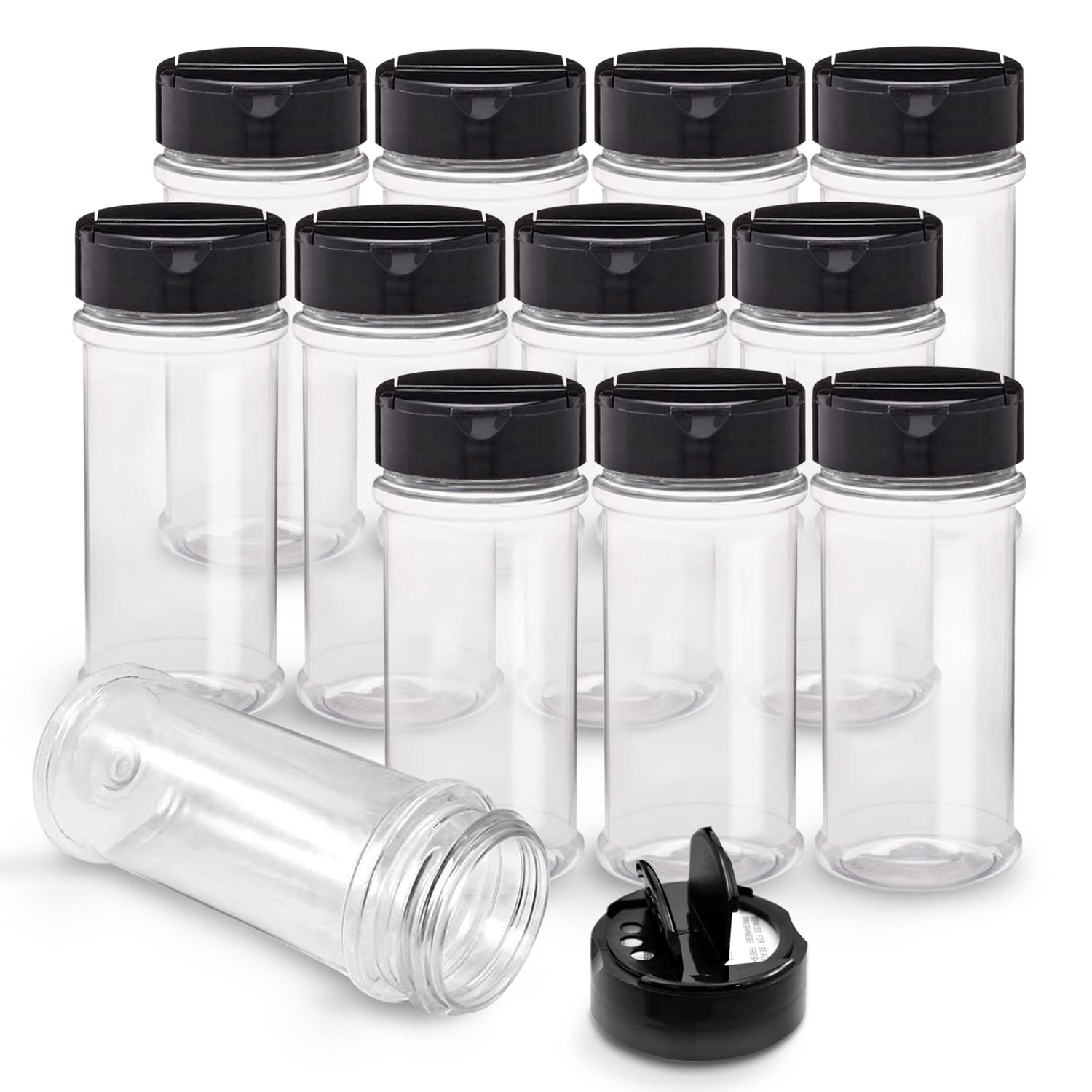 RoyalHouse 12-pack spice jars with clear bodies for quick content identification.