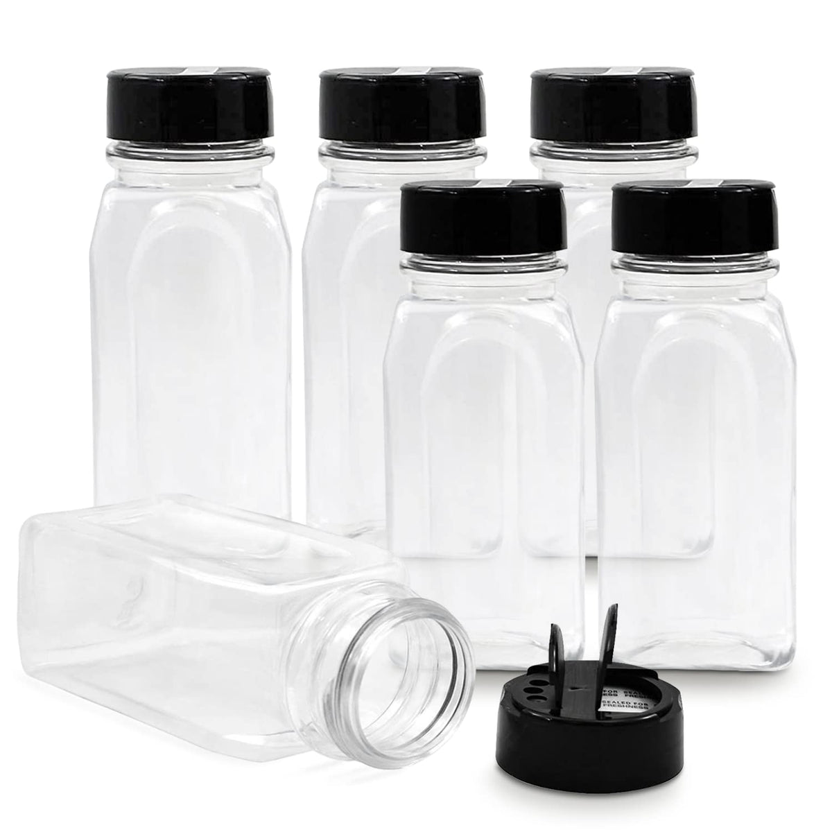RoyalHouse 6-pack spice jars with clear view for easy identification.