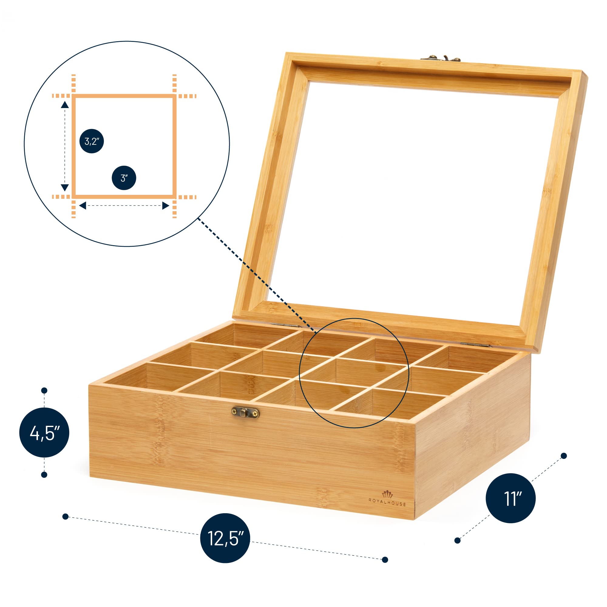 RoyalHouse bamboo storage organizer offers durable, easy-to-clean indoor storage