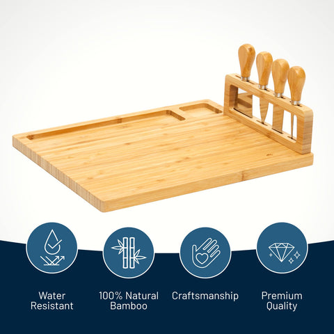 RoyalHouse charcuterie board with knife holder keeps tools organized during hosting.