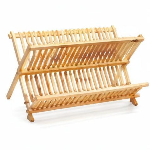 RoyalHouse sturdy bamboo construction supports a complete dish set securely.