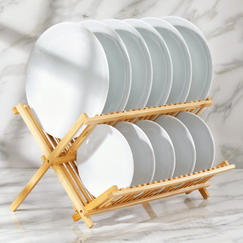 RoyalHouse foldable dish rack with slatted design promoting optimal air circulation.