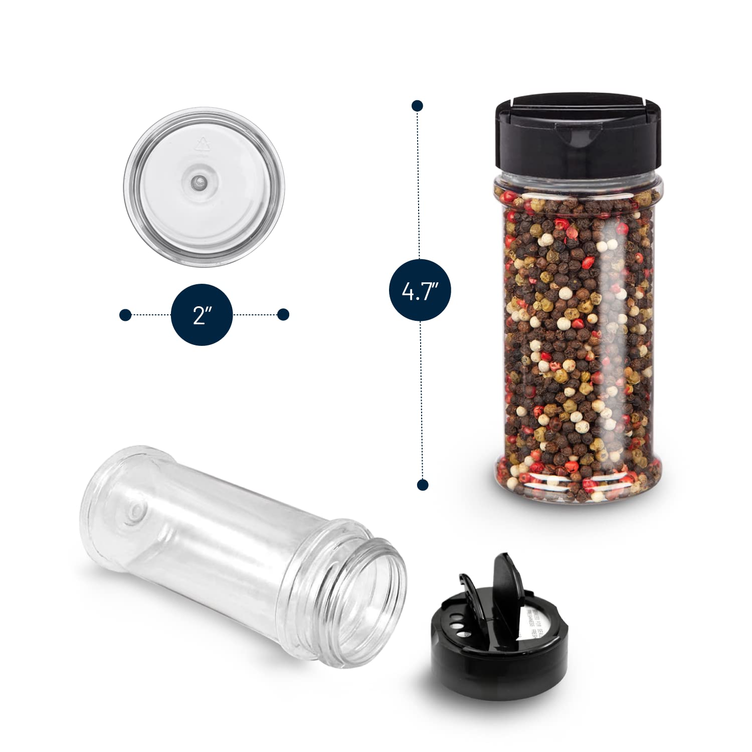 RoyalHouse spice jars with black cap for secure pouring and shaking.