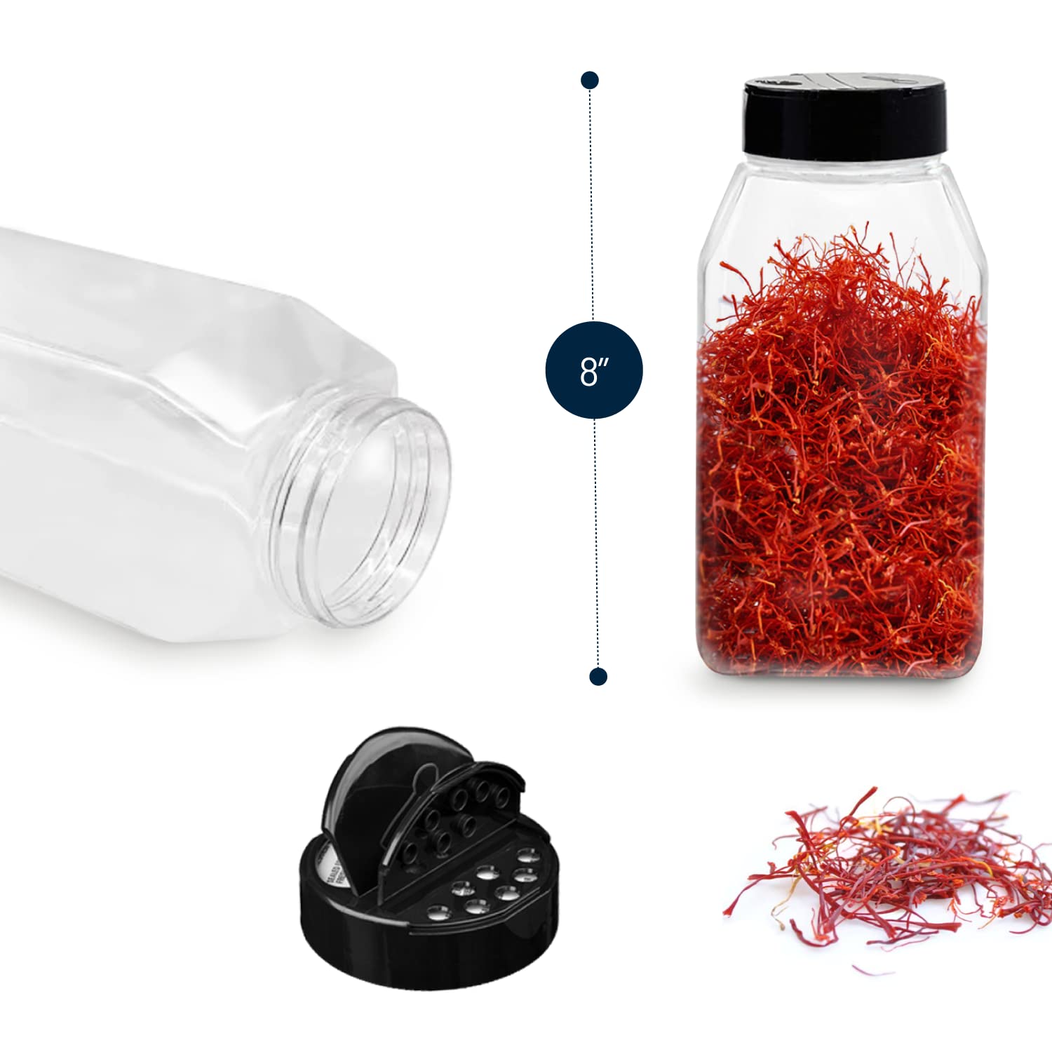 RoyalHouse spice jars with flip-top lids for easy shaking and pouring