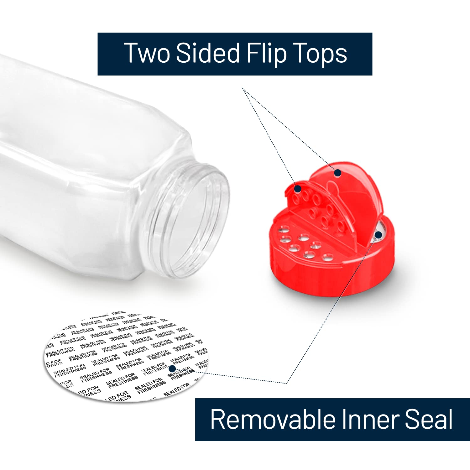 RoyalHouse red cap flip-top lid enables controlled shaking and pouring.