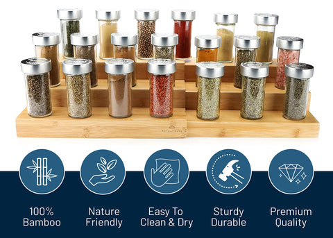 RoyalHouse spice rack displayed on countertop for quick recipe access.