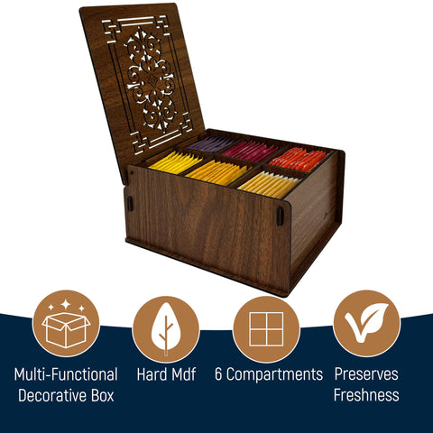 RoyalHouse tea bag organizer with 6 compartments ideal for quick tea access.