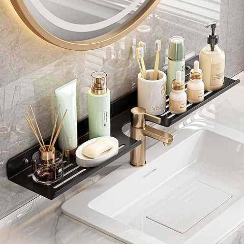ROYALITA clear shelf in use over sink offers neat organization
