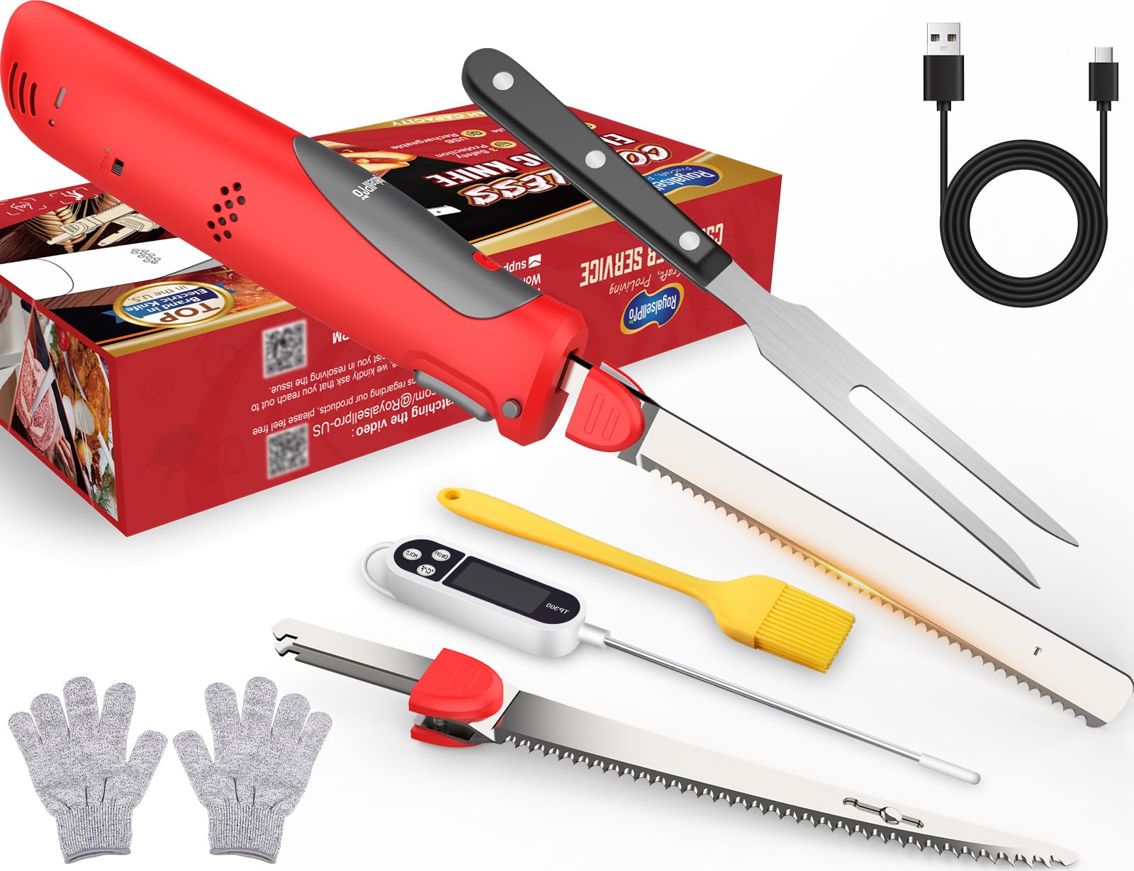 Royalsellpro cordless electric knife with storage case for convenient organization and quick access