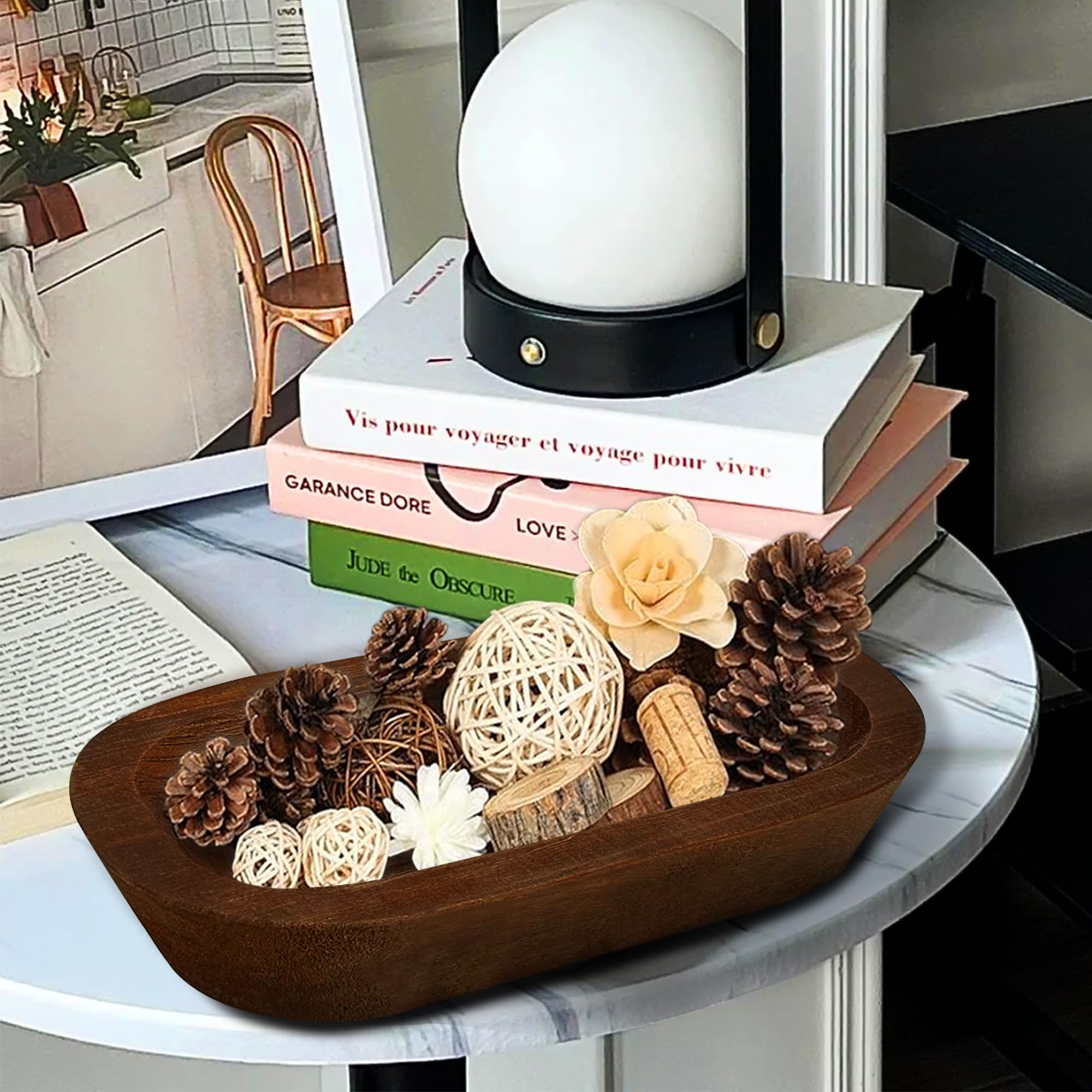 Royxen dough bowl candle display enhancing cozy ambiance