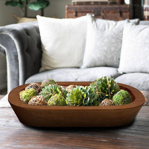 Royxen dough bowls table centerpiece, rustic charm for living spaces.