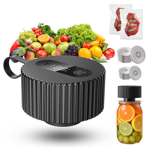 RPMTUK electric mason jar vacuum sealer in action sealing a jar for fresher leftovers.
