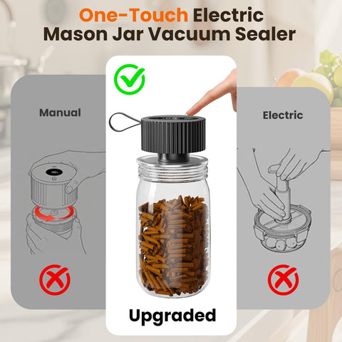 RPMTUK vacuum sealer LED display shows sealing time and battery status.