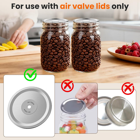RPMTUK sealer on a jar lid demonstrates one-touch sealing efficiency.
