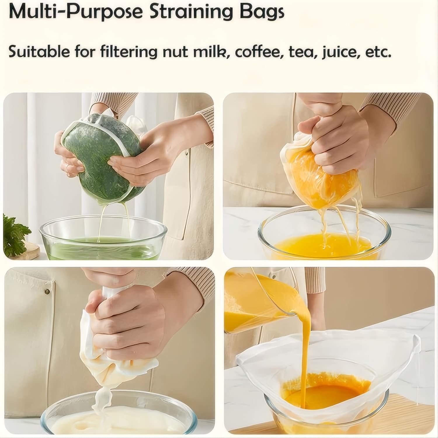 RQAMRCU multi-purpose kitchen filter suitable for yogurt, tea, and cold brew.