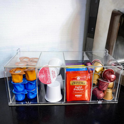 RR RAXMIN K-Cup holder with lid protects capsules and reduces clutter.