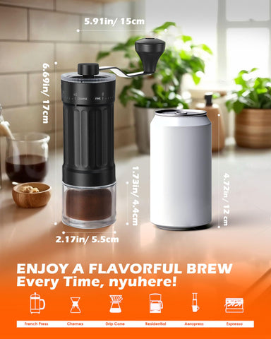 Rsoilch 40-settings dial demonstrates versatile grind options for espresso and French press.