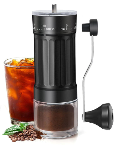 Rsoilch manual coffee grinder with ceramic burr delivers a consistent espresso grind.