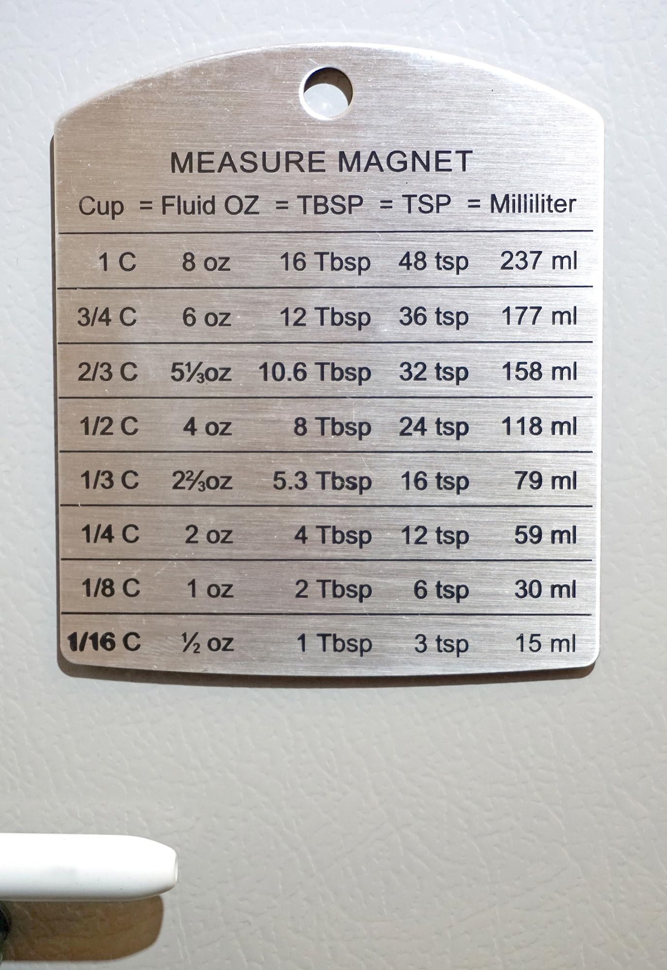 RSVP Endurance magnet on fridge demonstrates compact size for small kitchens.